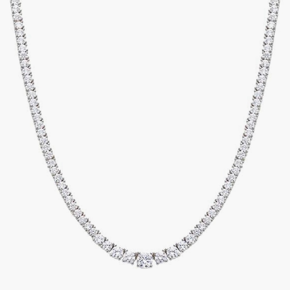 Adina Eden Lindsi Lane Silver Colette Graduated Tennis Necklace